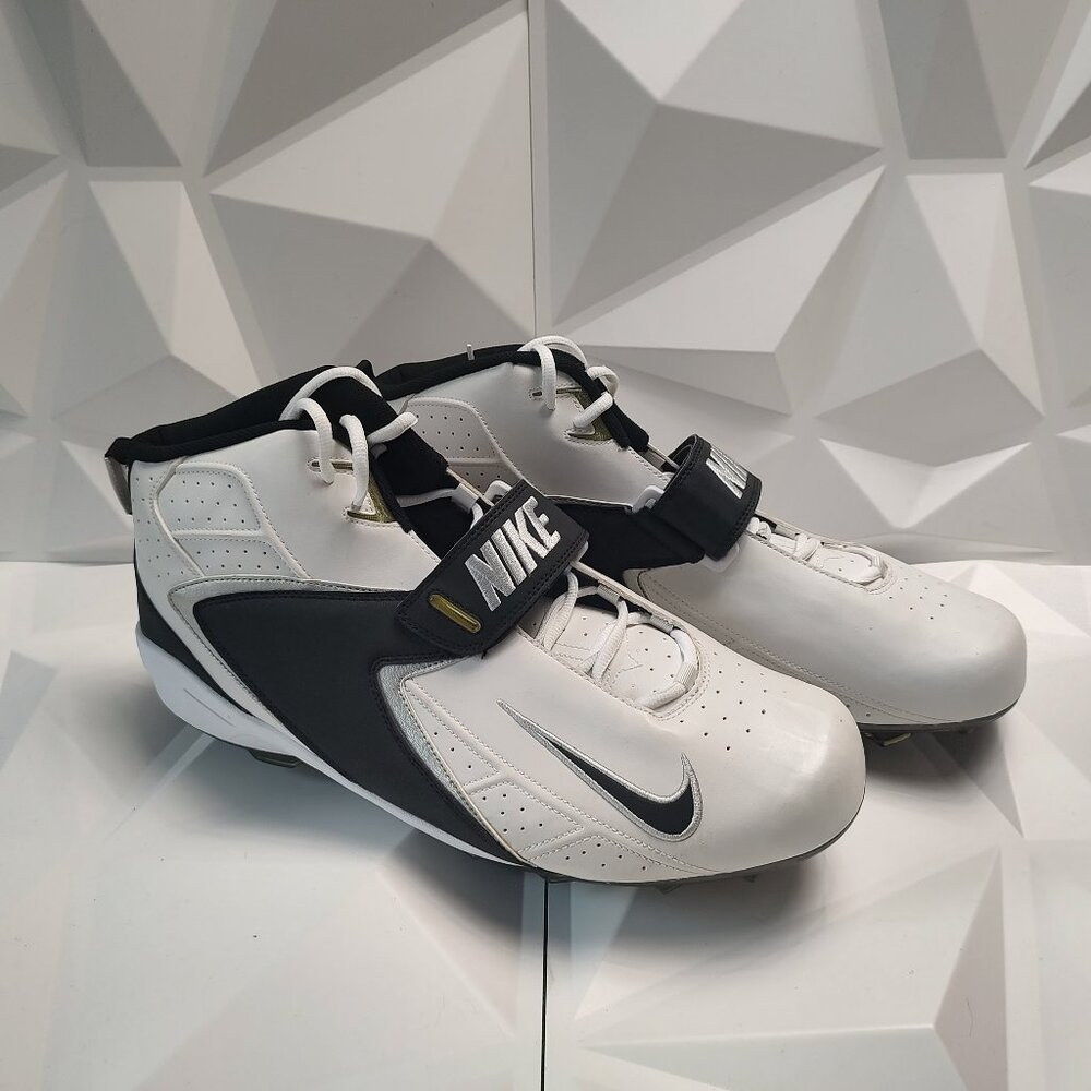 Nike Men's Football Cleats 18 White Black Shoe Lacrosse Air Zoom Boss Shark - Picture 8 of 13